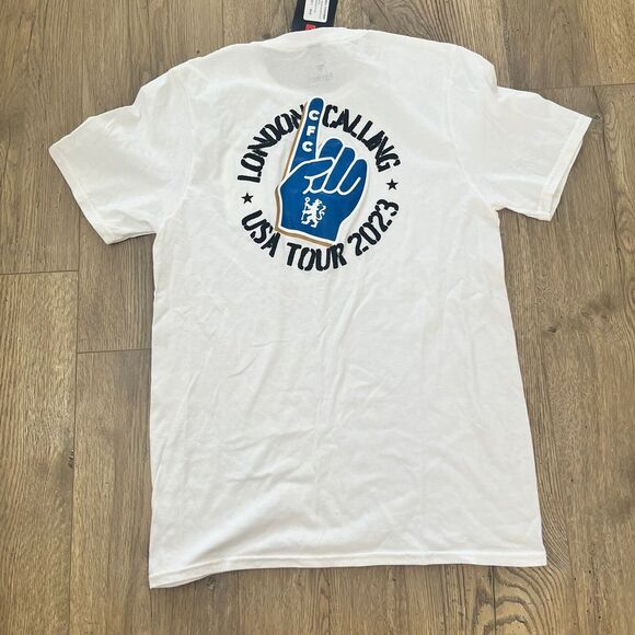 NEW NWT USA Tour 2023 London Calling Chelsea Football Club White T Shirt S - Picture 1 of 6